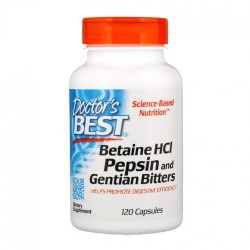 Бетаин с Пепсин и Жълта Тинтява 120 капсули / Betain HCL Pepsin