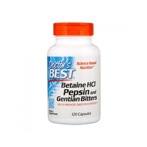 Бетаин с Пепсин и Жълта Тинтява 120 капсули / Betain HCL Pepsin