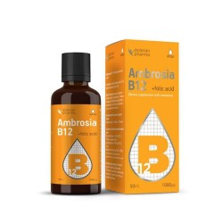 АМБРОЗИЯ ВИТАМИН Б 12 + ФОЛИЕВА КИСЕЛИНА капки 1000 мкг. 50 мл. /  AMBROSIA VITAMIN B 12 + FOLIC ACID