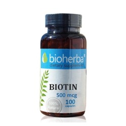 БИОТИН БИОХЕРБА капсули 500 мкг. 100 броя /  BIOTIN