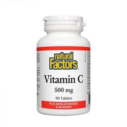 НАТУРАЛ ФАКТОРС ВИТАМИН Ц + ШИПКА таблетки 90 броя /  VITAMIN C WITH ROSEHIPS