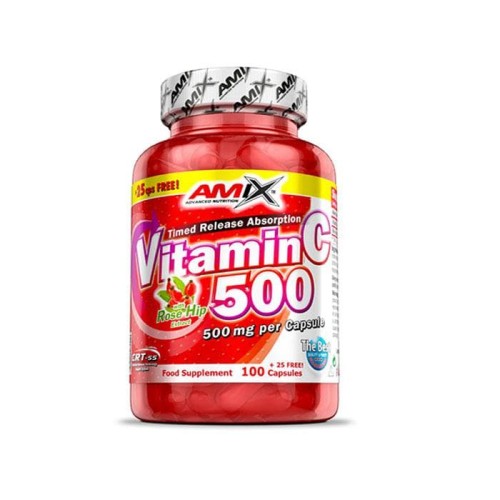АМИКС ВИТАМИН Ц + ШИПКА капсули 500 мг. 125 броя /  VITAMIN C + ROSE HIP