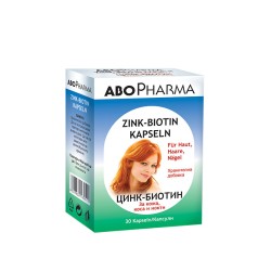 АБОФАРМА ЦИНК+БИОТИН ЗА КОЖА КОСА И НОКТИ капсули 30 броя /  ZINK+BIOTIN
