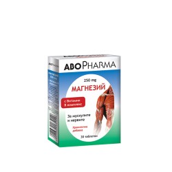 АБОФАРМА МАГНЕЗИЙ С ВИТАМИН Б КОМПЛЕКС ЗА МУСКУЛИ И НЕРВИ таблетки 30 броя /  MAGNESIUM