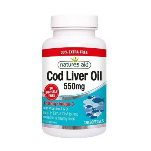МАСЛО ОТ ЧЕРЕН ДРОБ НА ТРЕСКА капсули 550 мг. 120 броя /  COD LIVER OIL