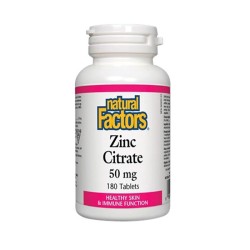 НАТУРАЛ ФАКТОРС ЦИНК ЦИТРАТ таблетки 50 мг. 180 броя /  ZINC CITRATE
