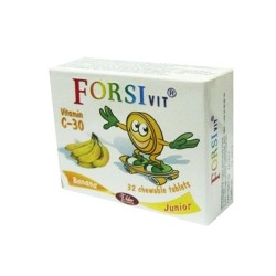 ФОРСИВИТ ЗА ДЕЦА С ВКУС НА БАНАН таблетки за смучене 30 мг. 32 броя /  FORSIVIT JUNIOR