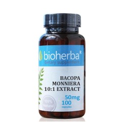 БАКОПА МОНИЕРИ 10:1 ЕКСТРАКТ БИОХЕРБА капсули 50 мг. 100 броя /  BACOPA MONNIERA