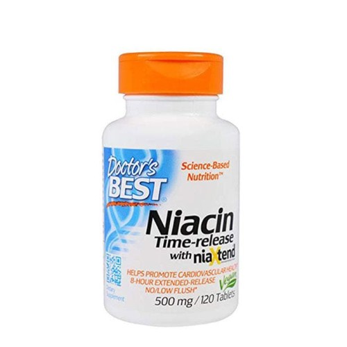ДОКТОР'С БЕСТ НИАЦИН С УДЪЛЖЕНО ОСВОБОЖДАВАНЕ таблетки 500 мг. 120 броя /  NIACIN TIME RELEASED WITH NIAXTEND