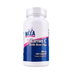 ХАЯ ЛАБС ВИТАМИН Ц + ШИПКА капсули 500 мг. 100 броя /  VITAMIN C WITH ROSE HIPS