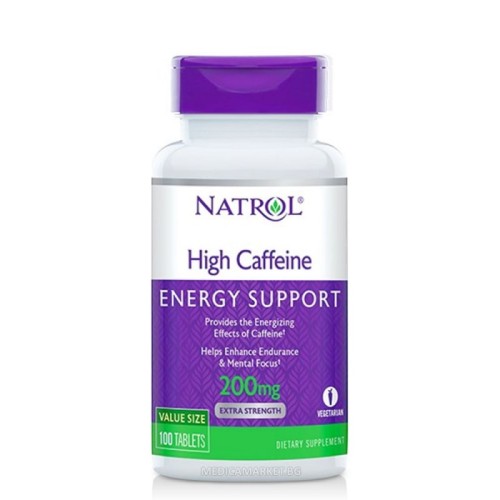 NATROL HIGH CAFFEINE (КОФЕИНОВИ ТАБЛЕТКИ) 200 мг. 100 табл.