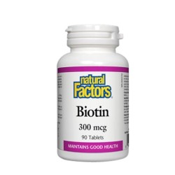 НАТУРАЛ ФАКТОРС БИОТИН таблетки 300 мкг. 90 броя /  BIOTIN MAINTAINS GOOD HEALTH