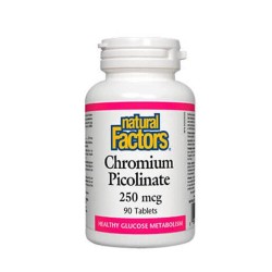 НАТУРАЛ ФАКТОРС ХРОМ ПИКОЛИНАТ таблетки 250 мкг. 90 броя /  CHROMIUM PICOLINATE