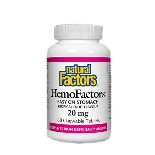 НАТУРАЛ ФАКТОРС ХЕМОФАКТОРС дъвчащи таблетки 20 мг. 60 броя /  HEMOFACTORS