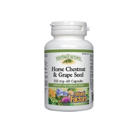 НАТУРАЛ ФАКТОРС ДИВ КЕСТЕН + ГРОЗДОВО СЕМЕ капсули 60 броя /  HORSE CHESTNUT AND GRAPE SEED