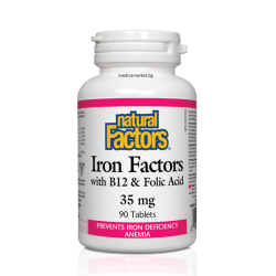 NATURAL FACTORS Iron Factors® (Желязо, Витамин B-12, Фолиева Киселина) 35 мг. 90 табл. NATURAL FACTORS Iron Factors® (Желязо, Витамин B-12, Фолиева Киселина) 35 мг. 90 табл.