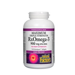 НАТУРАЛ ФАКТОРС ОМЕГА - 3 RX МАКСИМУМ софтгел капсули 900 мг. 150 броя /  MAXIMUM RX OMEGA - 3