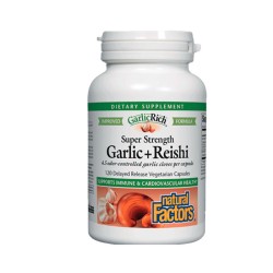 НАТУРАЛ ФАКТОРС ЧЕСЪН СУПЕР КОНЦЕНТРАТ + РЕЙШИ капсули 120 броя /  SUPER STRENGTH GARLIC + REISHI capsules 120