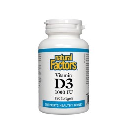 НАТУРАЛ ФАКТОРС ВИТАМИН D3 1000 IU капсули 180 броя /  VITAMIN D3 1000 IU