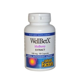 НАТУРАЛ ФАКТОРС БЯЛА ЧЕРНИЦА капсули 90 /  WELLBETX MULBERRY EXTRACT