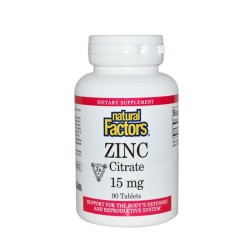 НАТУРАЛ ФАКТОРС ЦИНК таблетки 15 мг. 90 броя /  ZINC CITRATE