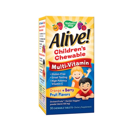 ВИТАМИНИ ЗА ДЕЦА АЛАЙВ дъвчащи таблетки 30 броя / NATURES WAY CHILDREN'S MULTIVITAMIN ALIVE chewable tablets 30