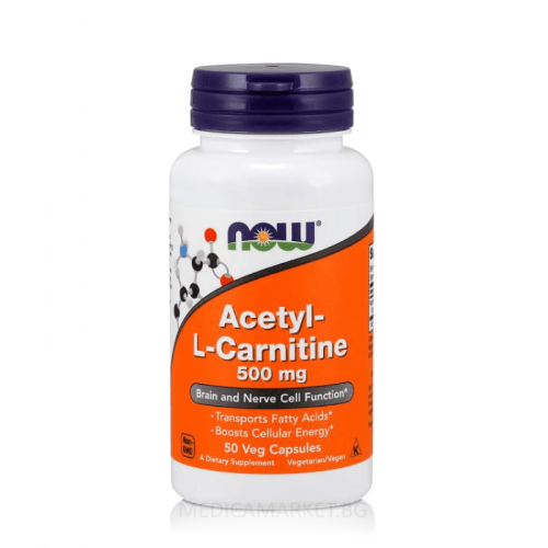 NOW FOODS ACETYL L-CARNITINE 500 мг. 50 капс.