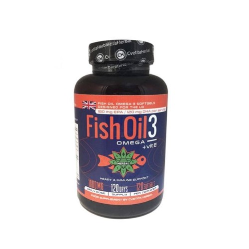 ОМЕГА 3 + ВИТАМИН Е капсули 120 броя / FISH OIL 3 OMEGA 3 + VITAMIN E  HERBAL
