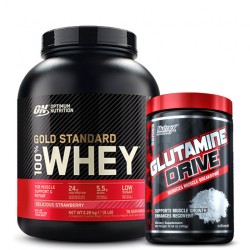 OPTIMUM NUTRITION GOLD STANDARD 100% WHEY 2272 гр. + NUTREX GLUTAMINE DRIVE 300 гр.